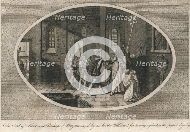 Odo, Earl of Kent and Bishop of Bayeux, seized by his brother William I, 1082 (1793). Artist: Unknown.