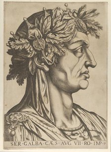 Plate 7: Servius Galba in profile to the right, from 'The Twelve Caesars', 1610-40. Creator: Anon.