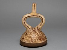 Flat-Bottomed Stirrup Spout Vessel Depicting Costumed Runners, 100 B.C./A.D. 500. Creator: Unknown.