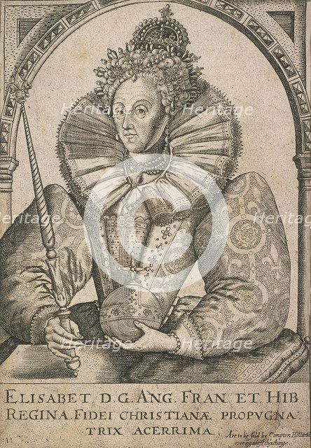 Queen Elizabeth I with sceptre and orb, c1650. Artist: Anon