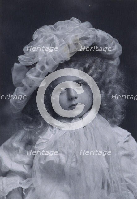 Portrait of little girl in frilly hat, c1900. Creator: Addie Kilburn Robinson.