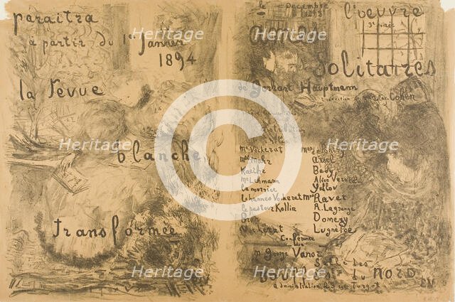 La Revue Blanche Transformed and Solitary Souls, 1893. Creator: Edouard Vuillard.