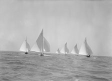 Stern view of W Class boats racing downwind, 1933. Creator: Kirk & Sons of Cowes.