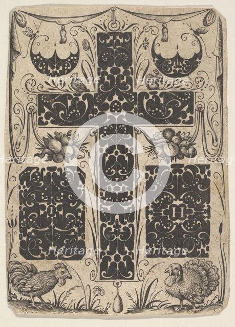 Latin Cross with Birds and Smaller Motifs, ca. 1614-19. Creator: Jacques Hurtu.