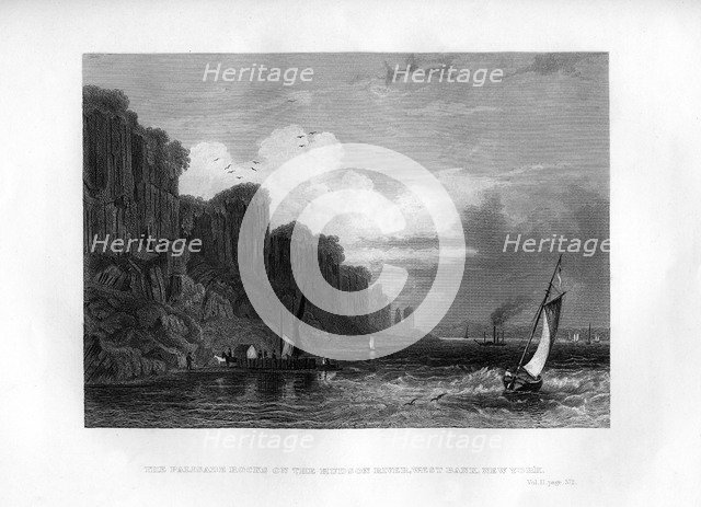 The Palisade Rocks on the Hudson River, West Bank, New York, 1855. Artist: Unknown
