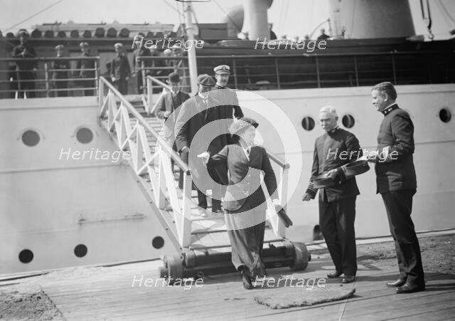 Navy Yard, U.S., Washington - Capt. Hilary P. Jones And Comdr. Taylor Greeting Arrivals, 1914. Creator: Harris & Ewing.
