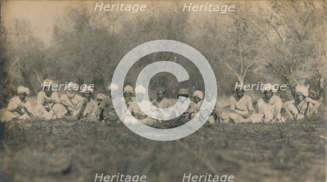 'Lt. Smith & Beaters - Budhapur Tigerhunt', 1922. Artist: Unknown.