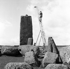 Stonehenge showing photographer's ladder in 1954. Artist: Richard J C Atkinson.