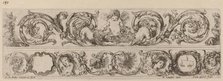 Two Ornamental Bands with Cupid and Heads of the Four Seasons, probably 1648. Creator: Stefano della Bella.