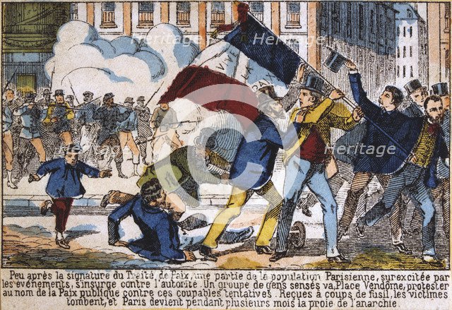 Uprising leading to the establishment of the Paris Commune, 1871.  Artist: Anon