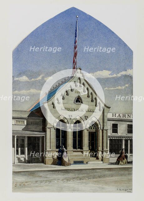 Middletown Bank, New York, Perspective, 1862. Creator: Peter Bonnett Wight.