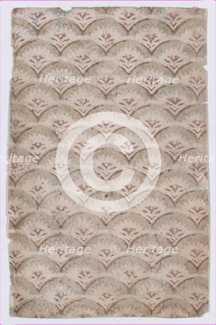 Sheet with overall curved abstract pattern, 19th century. Creator: Anon.