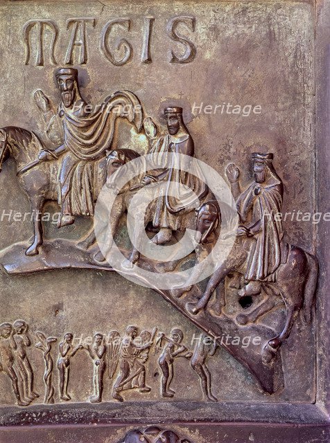 The Magi. Bronze relief at the south gate of the transept of Pisa Cathedral, designed by Bonanno …
