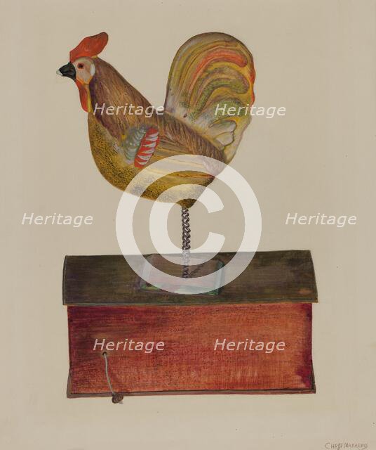 Crowing Cock, c. 1937. Creator: Chris Makrenos.