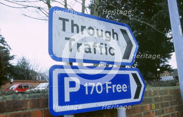 Road sign with graffiti. Artist: Unknown.