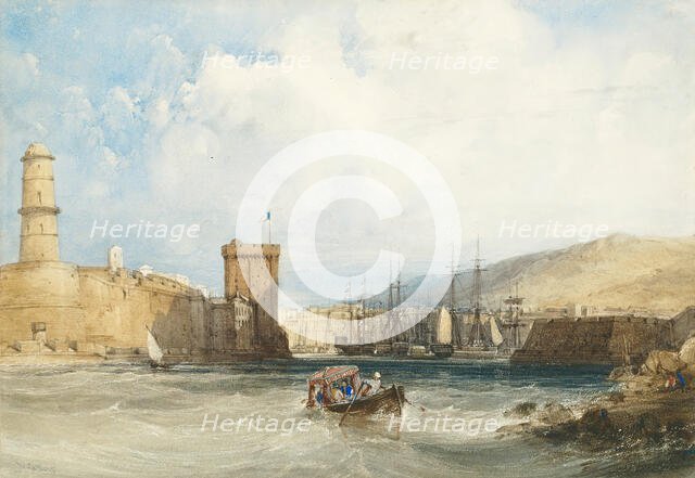 The Entrance to the Harbor of Marseilles, c. 1838. Creator: William Callow.
