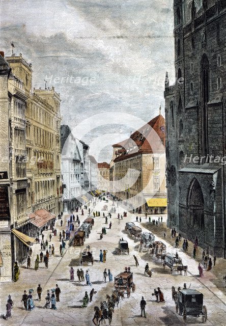 View of the St. Stephen's Square and Rotthenthurm avenue in Vienna, one of the most central point…