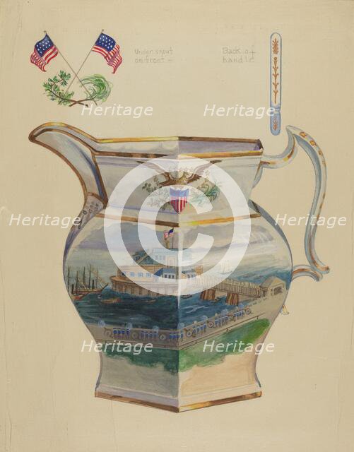 Glazed Stone China Pitcher, 1935/1942. Creator: Charles Caseau.