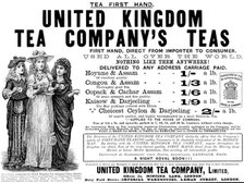 Advertisement for United Kingdom Tea Company’s Teas, 1890. Creator: Unknown.