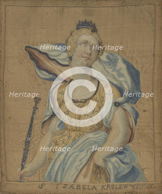 Embroidered picture-Blessed Isabelle of France, 1814. Creator: A.Risakoska.