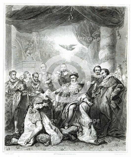 Institution of the Order of the Holy Spirit on January 1, 1579 by King Henry III, engraving from …