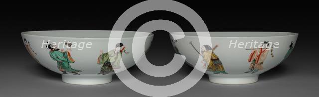 Pair of Bowls with Eight Immortals, 1662-1722. Creator: Unknown.