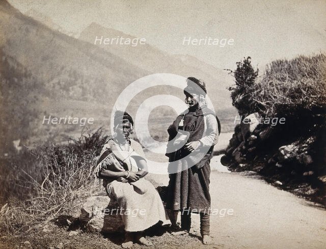 Kulu, Himachal Pradesh: two women wearing large nose rings, between 1800 and 1899. Creator: Unknown.