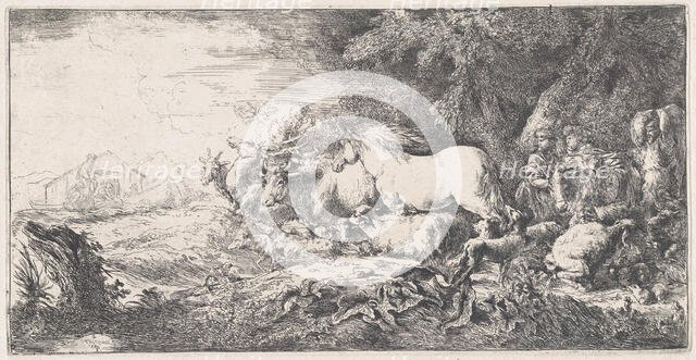 Noah and the animals entering the ark, ca. 1650-55. Creator: Giovanni Benedetto Castiglione.