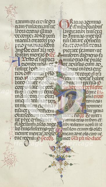 Missale: Fol. 387v: Death represented as a Skeleton with a Sickle, 1469. Creator: Bartolommeo Caporali (Italian, c. 1420-1503).