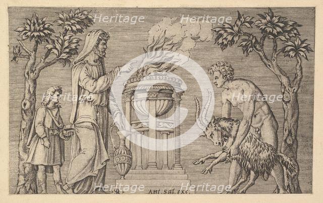 Speculum Romanae Magnificentiae: The Sacrifice of a Ram, 16th century. Creator: Marco Dente.