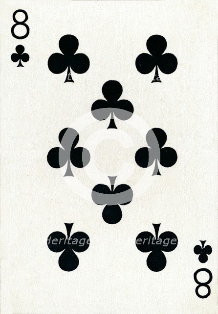 8 of Clubs from a deck of Goodall & Son Ltd. playing cards, c1940. Artist: Unknown.