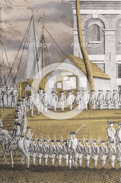 Cadets Formed into Line in front of the 'Zeerecht' Building on the Slijpsteenmarkt, Amsterdam, 1796. Creator: Jonas Zeuner.