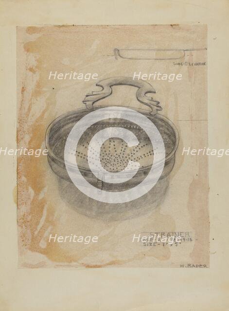 Silver Strainer, 1935/1942. Creator: Herman Bader.