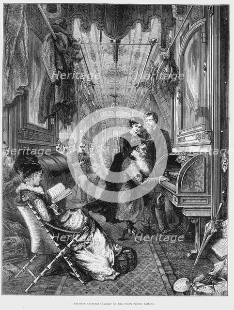 Sunday morning on the Union Pacific Railroad, USA, 1875. Artist: Unknown