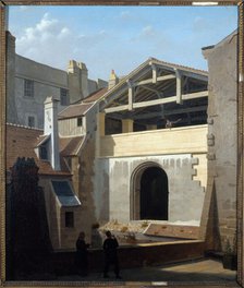 View of the thermal baths of Cluny, taken from rue de la Harpe, c1835. Creator: Etienne Bouhot.