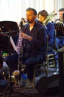 James Allsopp, Stan Sulzmann’s Neon Orchestra, Watermill Jazz Club, Dorking, Surrey, Nov 2023. Creator: Brian O'Connor.
