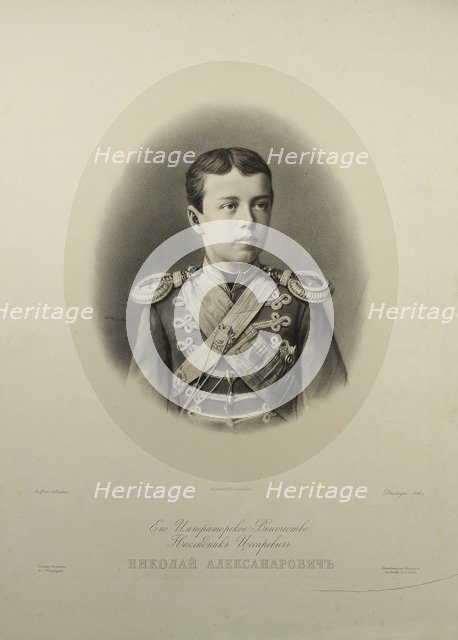 Portrait of the Tsarevich Nikolay Aleksandrovich of Russia (1868-1918). Artist: Dharlingue, Gustave (1839-1902)