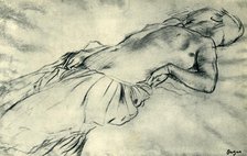 Reclining female nude, late 19th century, (1943).  Creator: Edgar Degas.