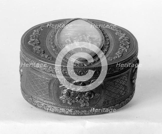 Snuffbox with miniature representing battle scene, late 18th century (?). Creator: Unknown.