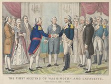 The First Meeting of Washington and Lafayette—Philadelphia, August 3rd, 1777, 1876., 1876. Creators: Nathaniel Currier, James Merritt Ives, Currier and Ives.