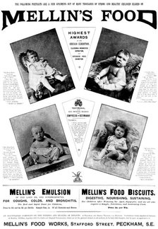 Advertisement for Mellin's Food, 1895. Creator: Unknown.