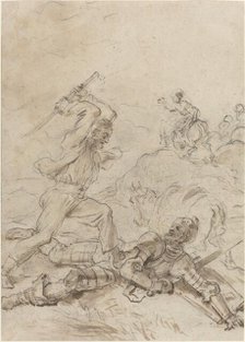 The Muleteer Attacking Don Quixote as He Lies Helpless on the Ground, 1780s. Creator: Jean-Honore Fragonard.