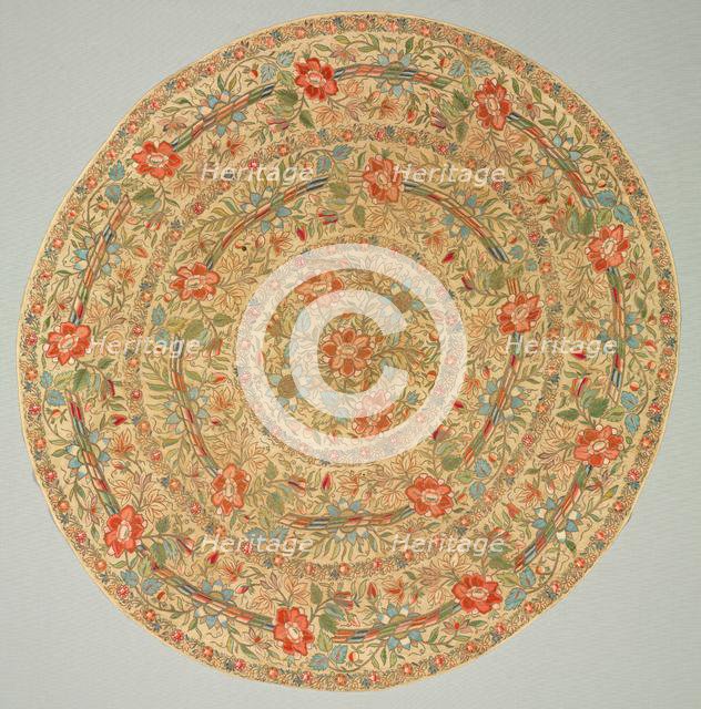 Embroidered tray cover, 1800s. Creator: Unknown.