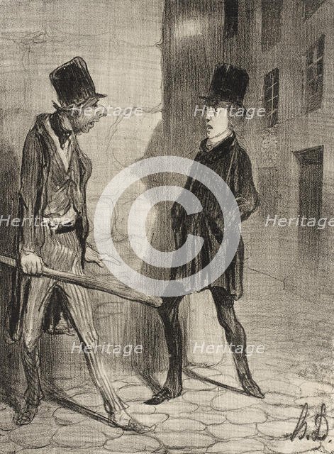 Quelle heure est-il s'il vous plait?, 1839. Creator: Honore Daumier.