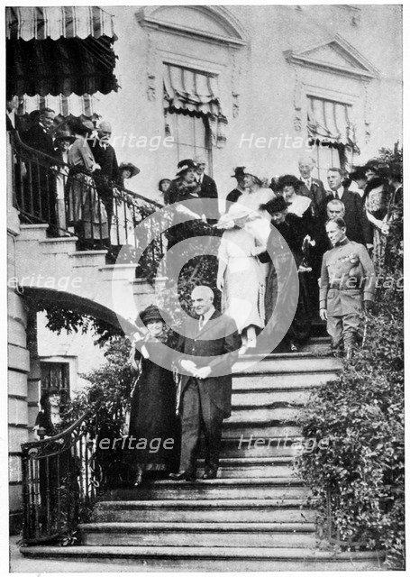 Marie Curie, Polish-born French physicist with US President Harding, 1921. Artist: Anon