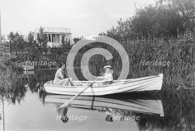 Rowing in the moat of the citadel, Landskrona, Sweden 1915. Artist: Unknown