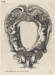 Cartouche with Two Nymphs Metamorphosed into Trees, 1647. Creator: Stefano della Bella.