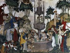  'The fountain after bathing in the Fountain of Youth'. Mural painting in the castle of the Duke …