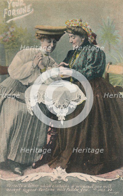 'Your Fortune - Fortells a letter which contains a proposal, you will accept & good fortune will fol Artist: Unknown.