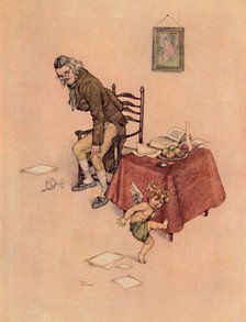 'He Jumped Down From The Old Man's Lap And Danced Around Him On The Floor', c1930. Artist: W Heath Robinson.